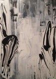 Fantasy $2,900 - Design By Maureen otherworldly painting, fantasy painting, enchanted painting, fantasy art, abstract art, black and white, minimalism, minimalist art, elegant art, white, grey, black, black and white, white and black, black and grey, gray, abstract figurative, dreamy art,